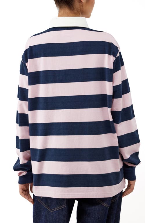 Shop Bdg Urban Outfitters Stripe Cotton Rugby Shirt In Pink/navy