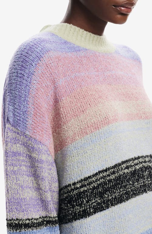 Desigual Striped Knit Sweater In Purple Multi Mix