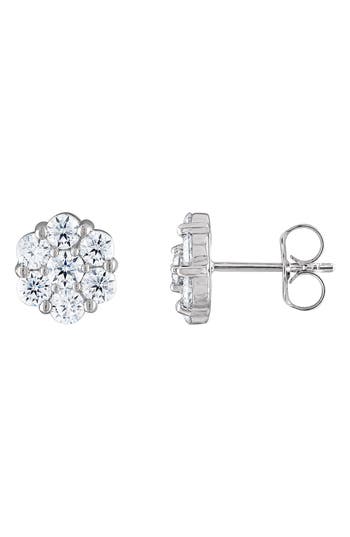 Fzn Sterling Silver Moissanite Pavé Stud Earrings In White