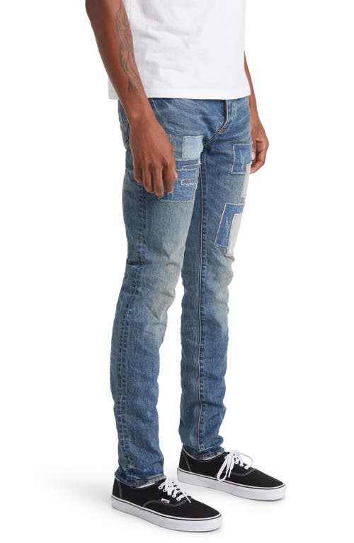 Shop Purple Brand Square Patch Repaired Skinny Jeans In Dk Indigo