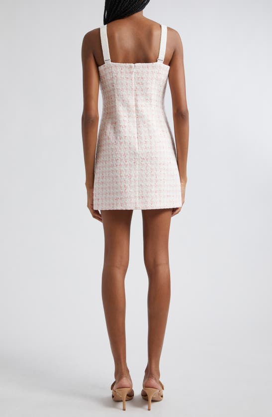 Shop Veronica Beard Xochi Cotton Blend Tweed Minidress In Off White/ Coral