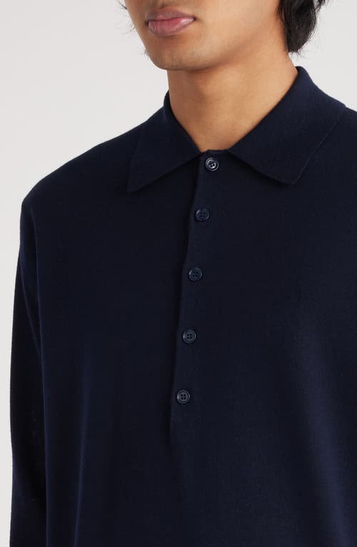 Shop Dries Van Noten Muano Wool Polo Sweater In Navy