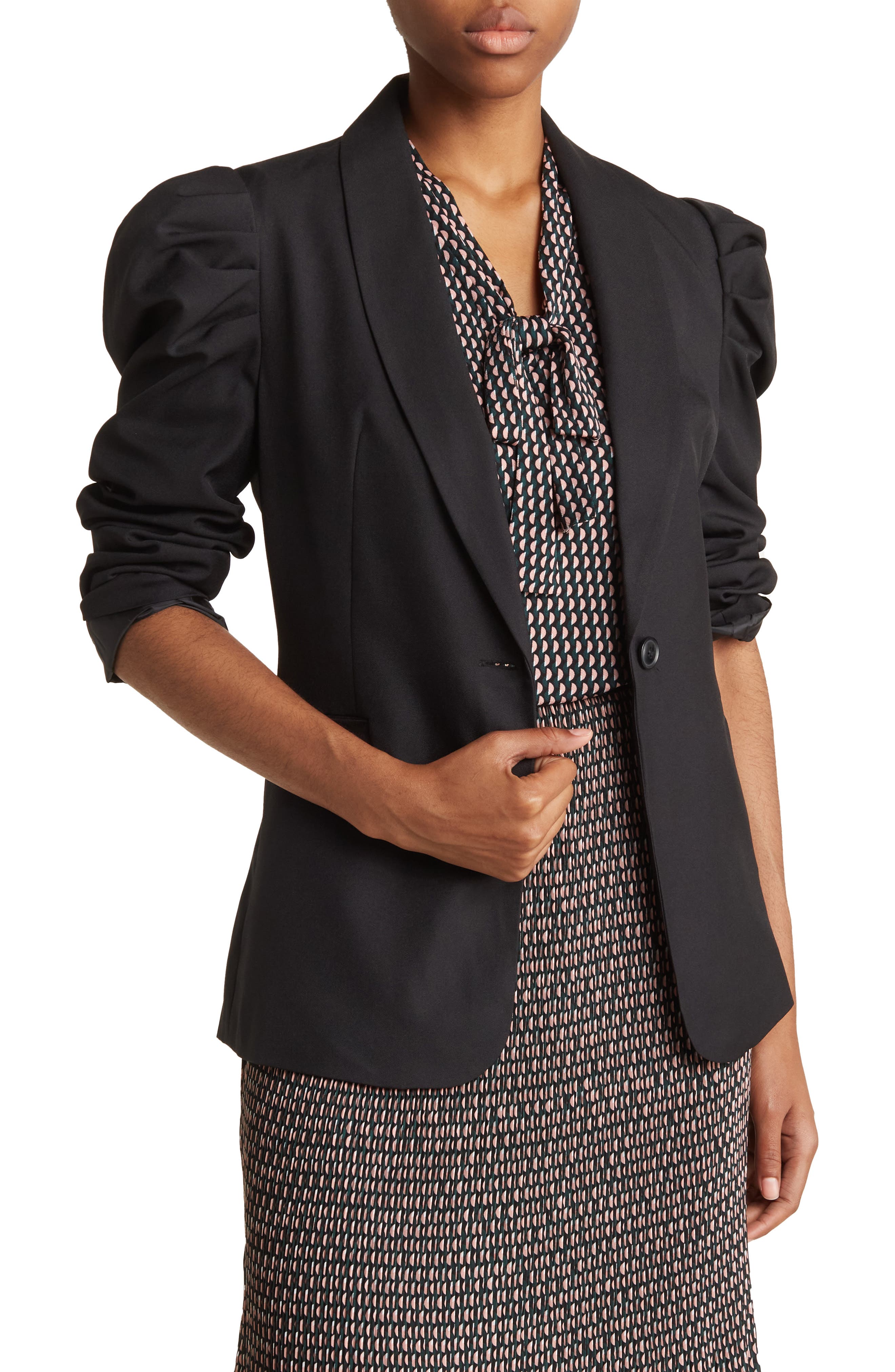 Adrianna Papell Puff Sleeve One Button 