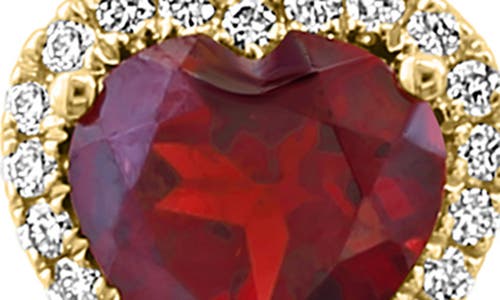 Effy 14k Yellow Gold Diamond & Garnet Heart Stud Earrings In Red