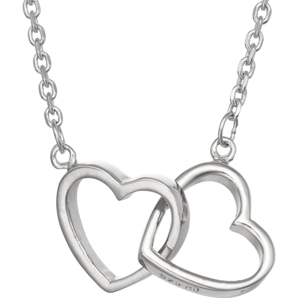 Fzn Sterling Silver Double Heart Pendant Necklace In Silver