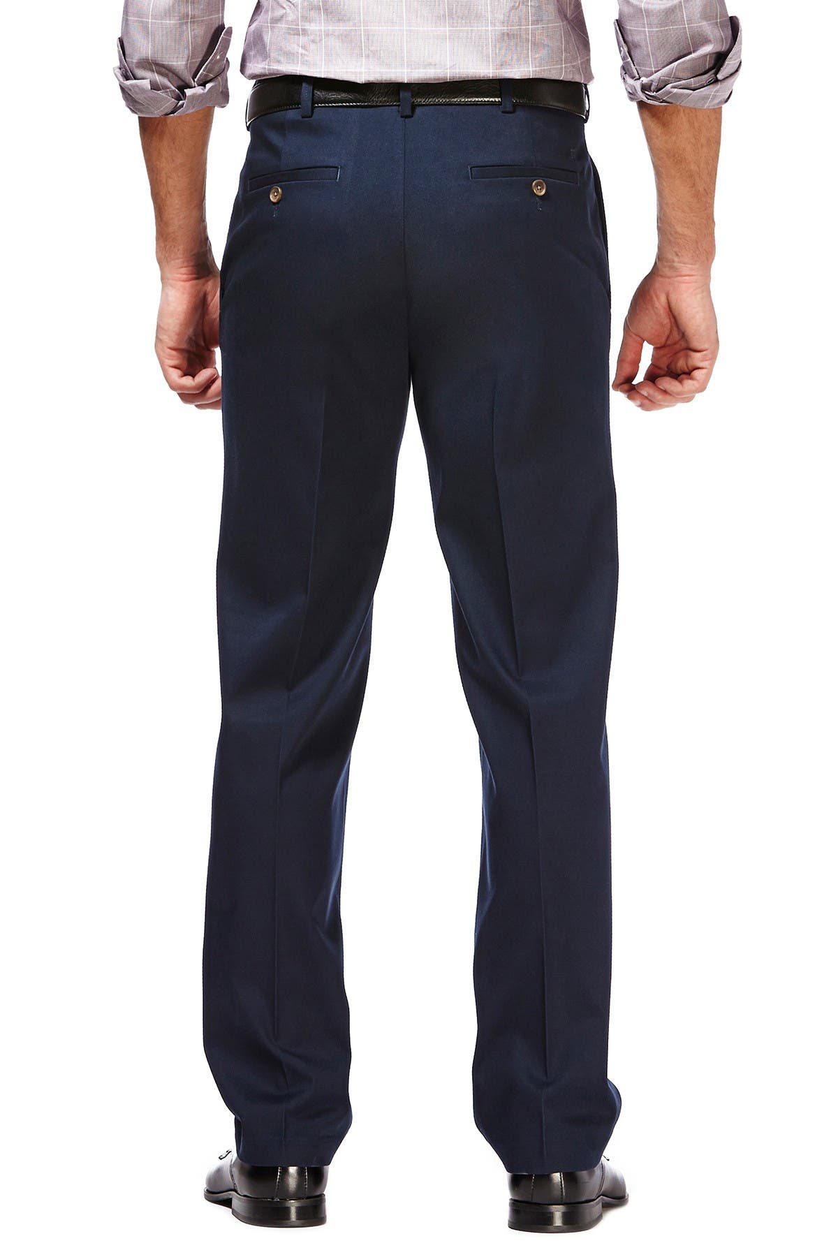 Haggar Premium No Iron Classic Fit Pleated Pants In Dark Blue