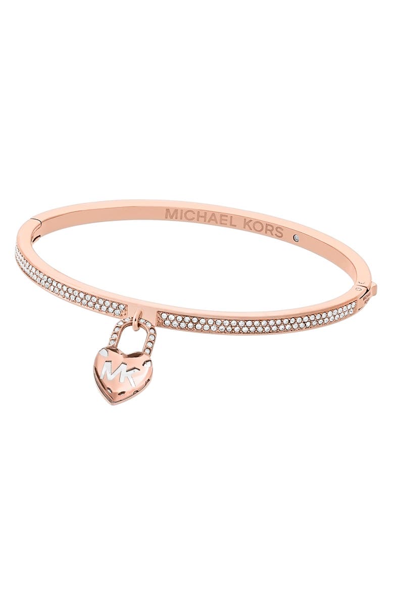 MICHAEL KORS Crystal Hinge Bangle, Main, color, ROSE GOLD