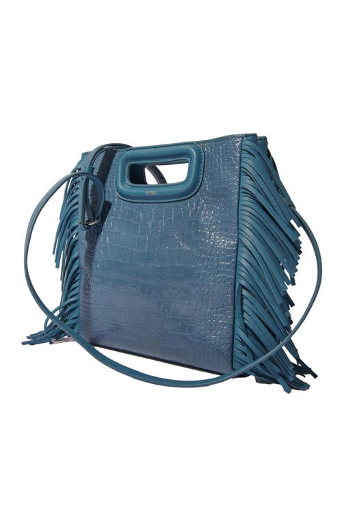 Shop Maje Mock Croc M Bag In Blue/grey