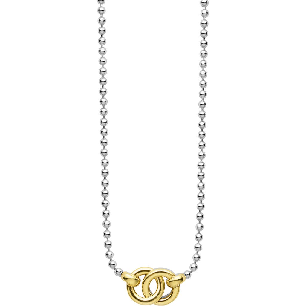 Lagos Two-tone Interlocking Circle Pendant Ball Chain Necklace In Two-tone