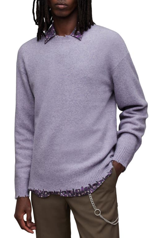AllSaints Luka Destoyed Crewneck Sweater Lilac Purple at Nordstrom, R