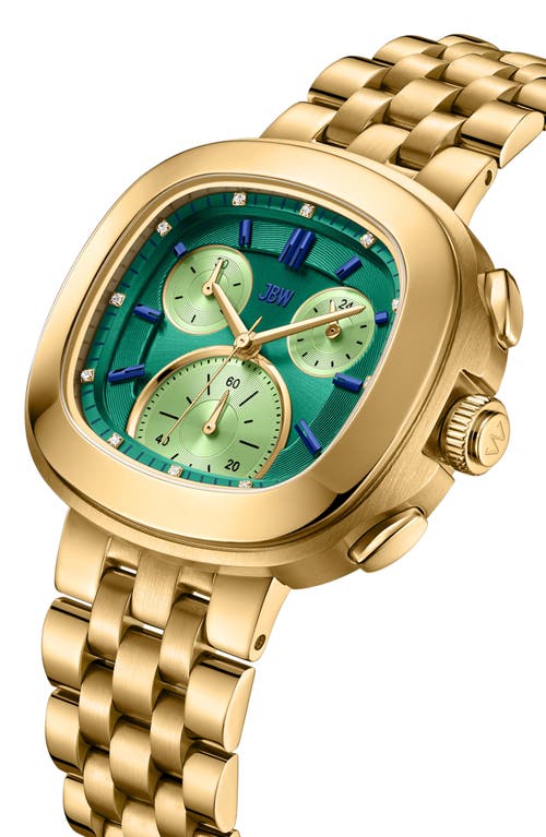 Jbw Coast Lab-created Diamond Bracelet Watch, 23mm In 18k Gold/green