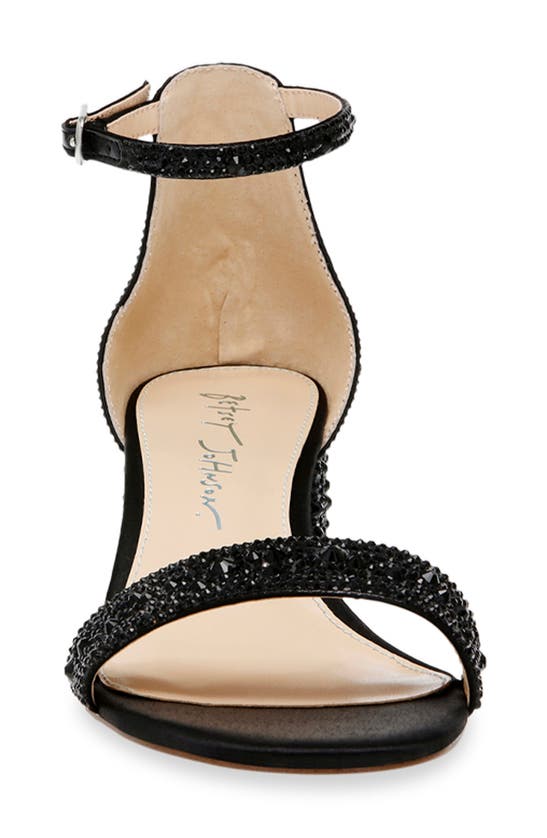 Shop Betsey Johnson Mari Crystal Ankle Strap Sandal In Black/ Black