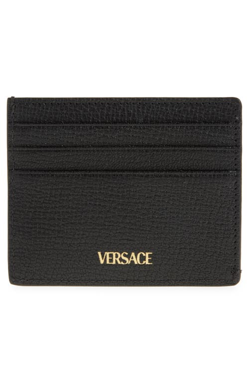 Shop Versace Medusa Grained Leather Card Case In Black  Gold