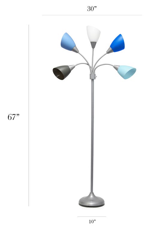 Shop Lalia Home Five Light Goose Neck Floor Lamp In Silver/blue Shades