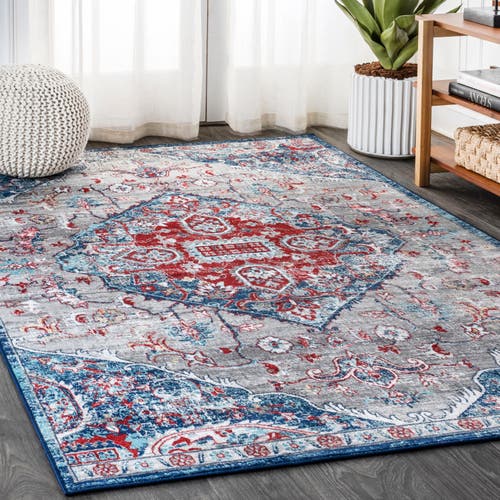 Jonathan Y Modern Persian Vintage Medallion Area Rug In Red/navy