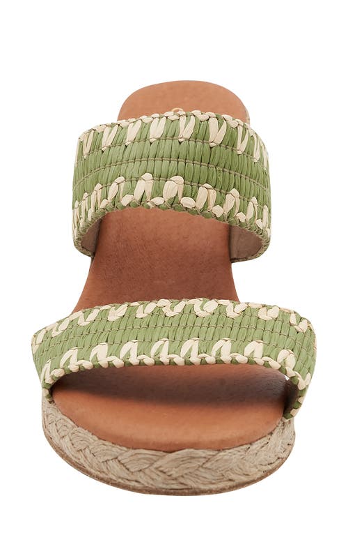 Shop Andre Assous André Assous Nolita Raffia Wedge Slide Sandal In Green Moss/natural