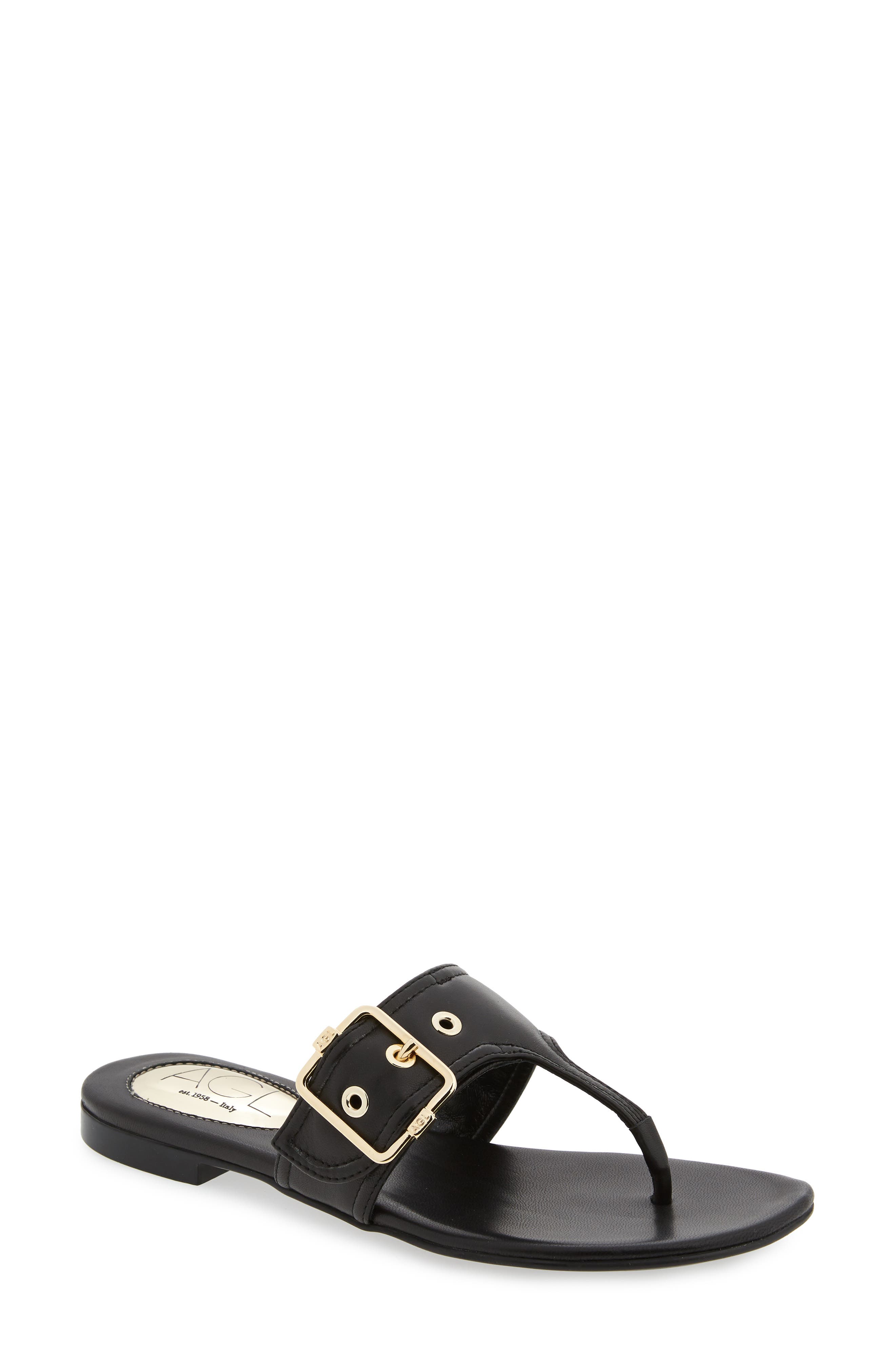 Agl Buckle Flip Flop, Black