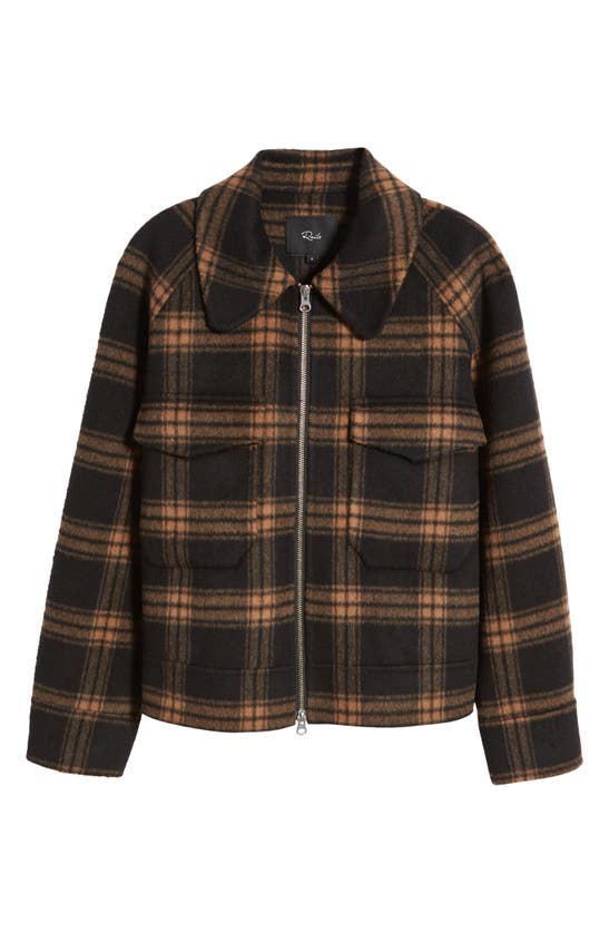 Rails Cheyenne Plaid Brushed Wool Blend Coat In Camel Jet