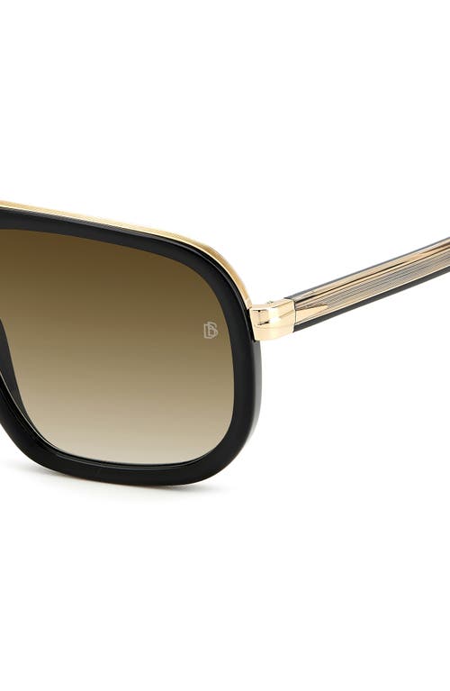 David Beckham Eyewear 57mm Square Sunglasses In Black Gold