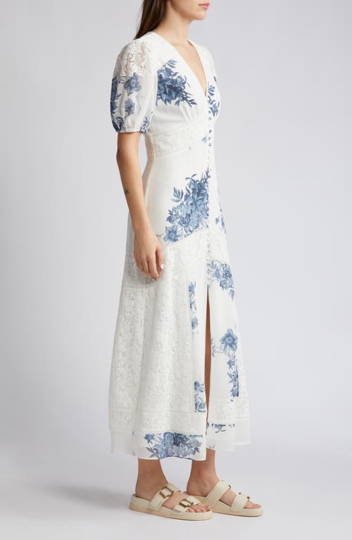 Shop Allsaints Dinah Dekorah Floral Maxi Dress In Chalk White/blue