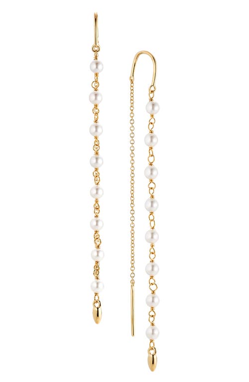 Nadri La Vie Imitation Pearl Threader Earrings in Gold at Nordstrom