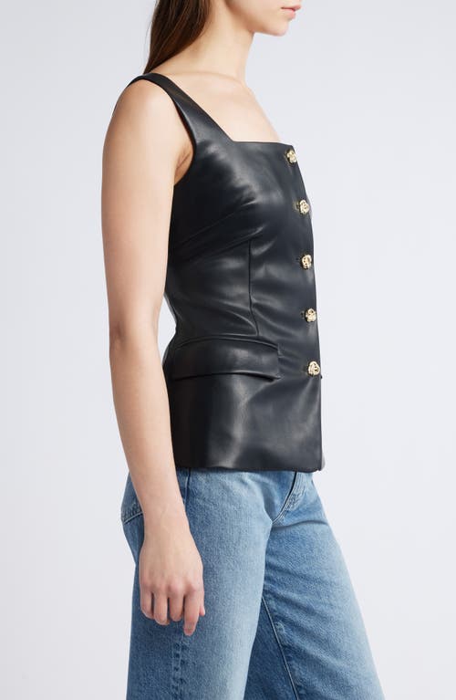 Shop Pixie Market Agatha Faux Leather Vest In Black