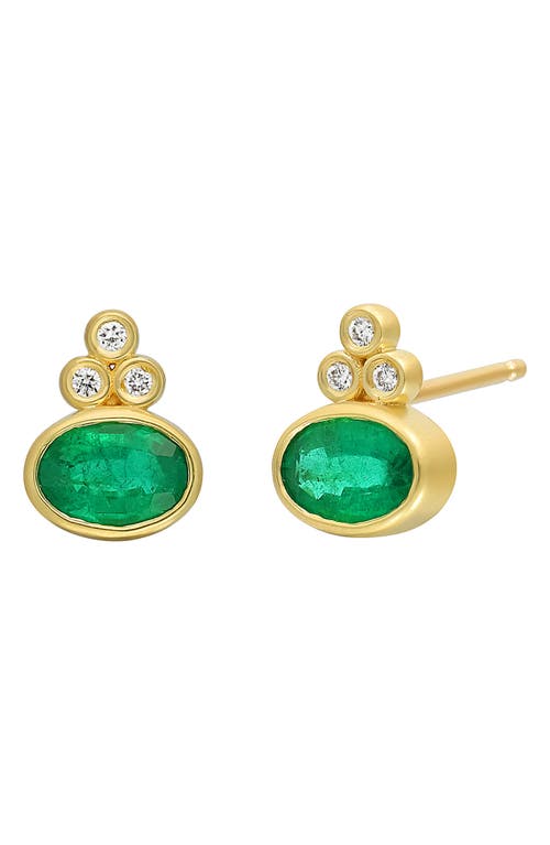 Bony Levy El Mar Emerald & Diamond Stud Earrings in 18K Yellow Gold Emerald at Nordstrom
