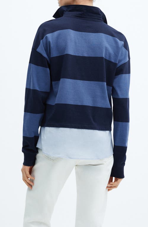 Shop Mango Stripe Polo In Navy