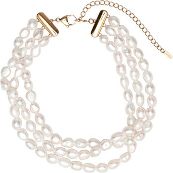 st. Moran Freshwater Pearl Triple Strand Necklace