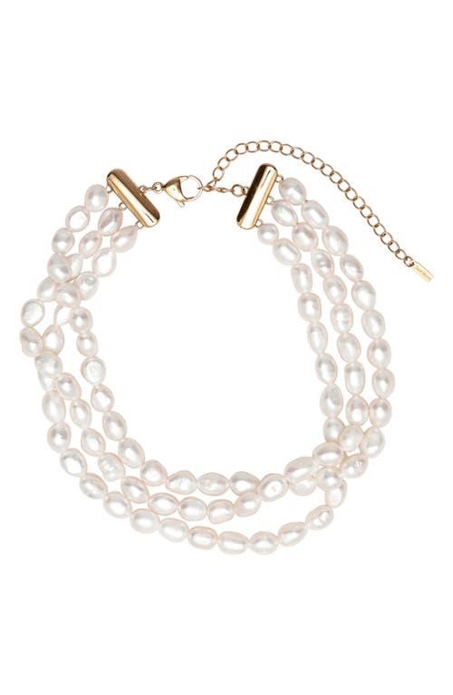 st. Moran Freshwater Pearl Triple Strand Necklace in White at Nordstrom