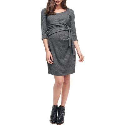 Maternal America Faux Wrap Maternity Dress, Grey