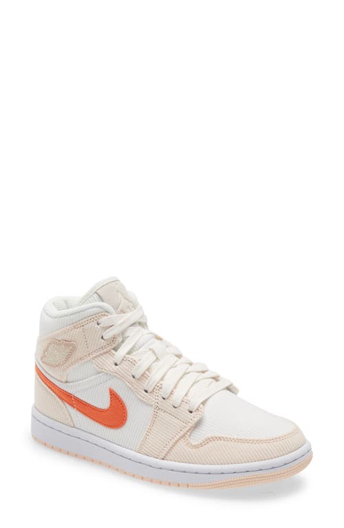 Jordan Air  1 Mid Se Sneaker In Sail/orange/orange Quartz