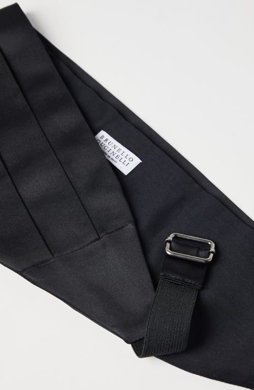 Shop Brunello Cucinelli Cotton And Silk Satin Cummerbund In Black