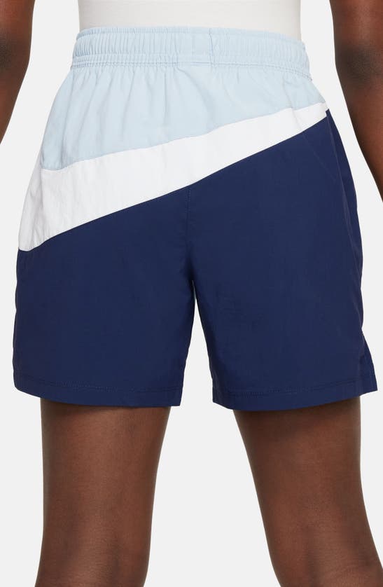 Shop Nike Kids' Amplify Nylon Athletic Shorts In Armory Blue/ Mid Navy/ White