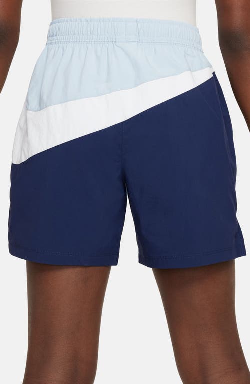 Shop Nike Kids' Amplify Nylon Athletic Shorts In Armory Blue/mid Navy/white