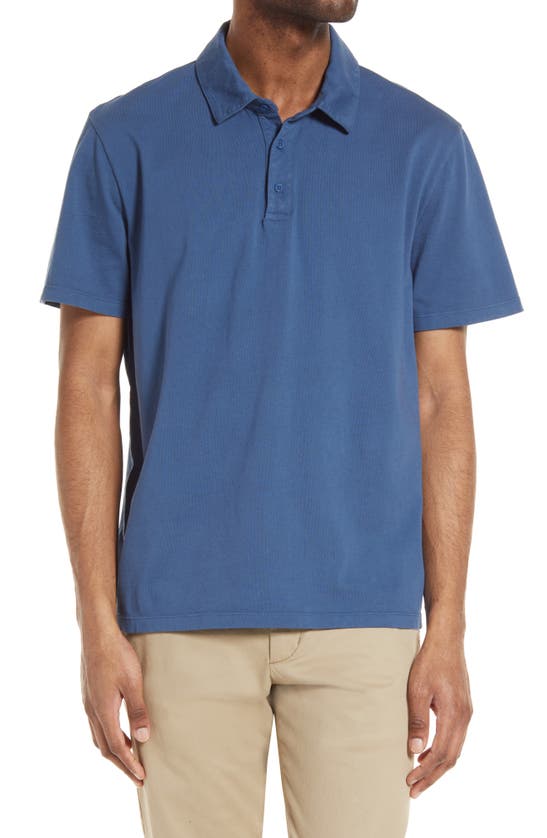 Vince Regular Fit Garment Dyed Cotton Polo Shirt In Washed Brisk Blue