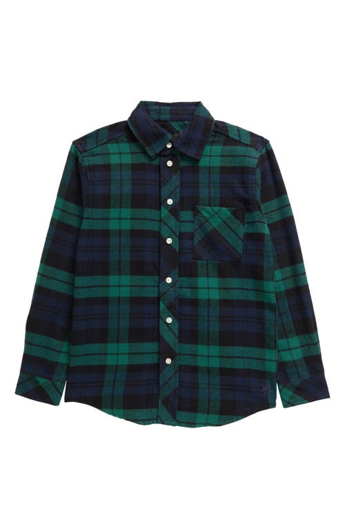 Brooks Brothers Kids' Cotton Flannel Button-Up Shirt in Dark Green 