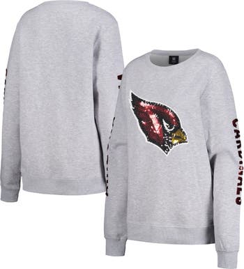 Women's Cuce Heather Gray Arizona Cardinals Sequined Logo Pullover  Sweatshirt