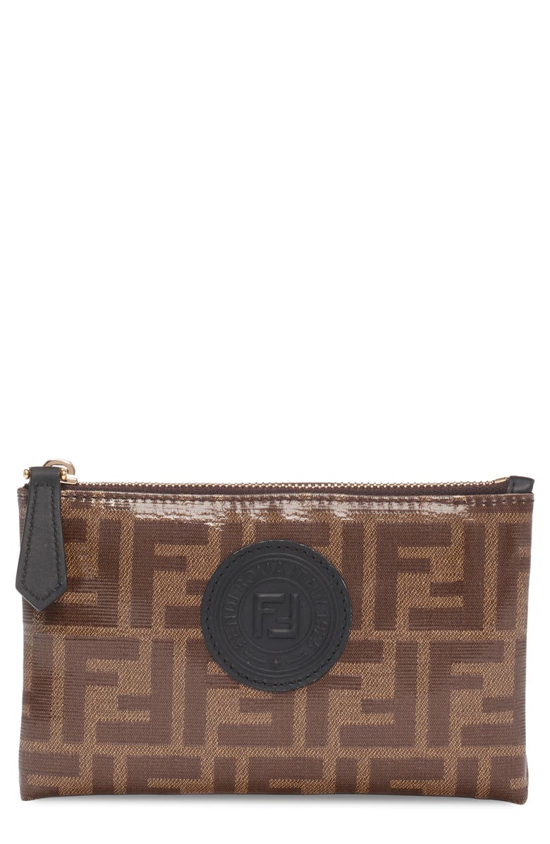 Fendi Small Busta Logo Leather Zip Pouch | Nordstrom