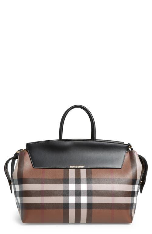 Burberry Black/Brown TB Monogram Coated Canvas and Leather Medium