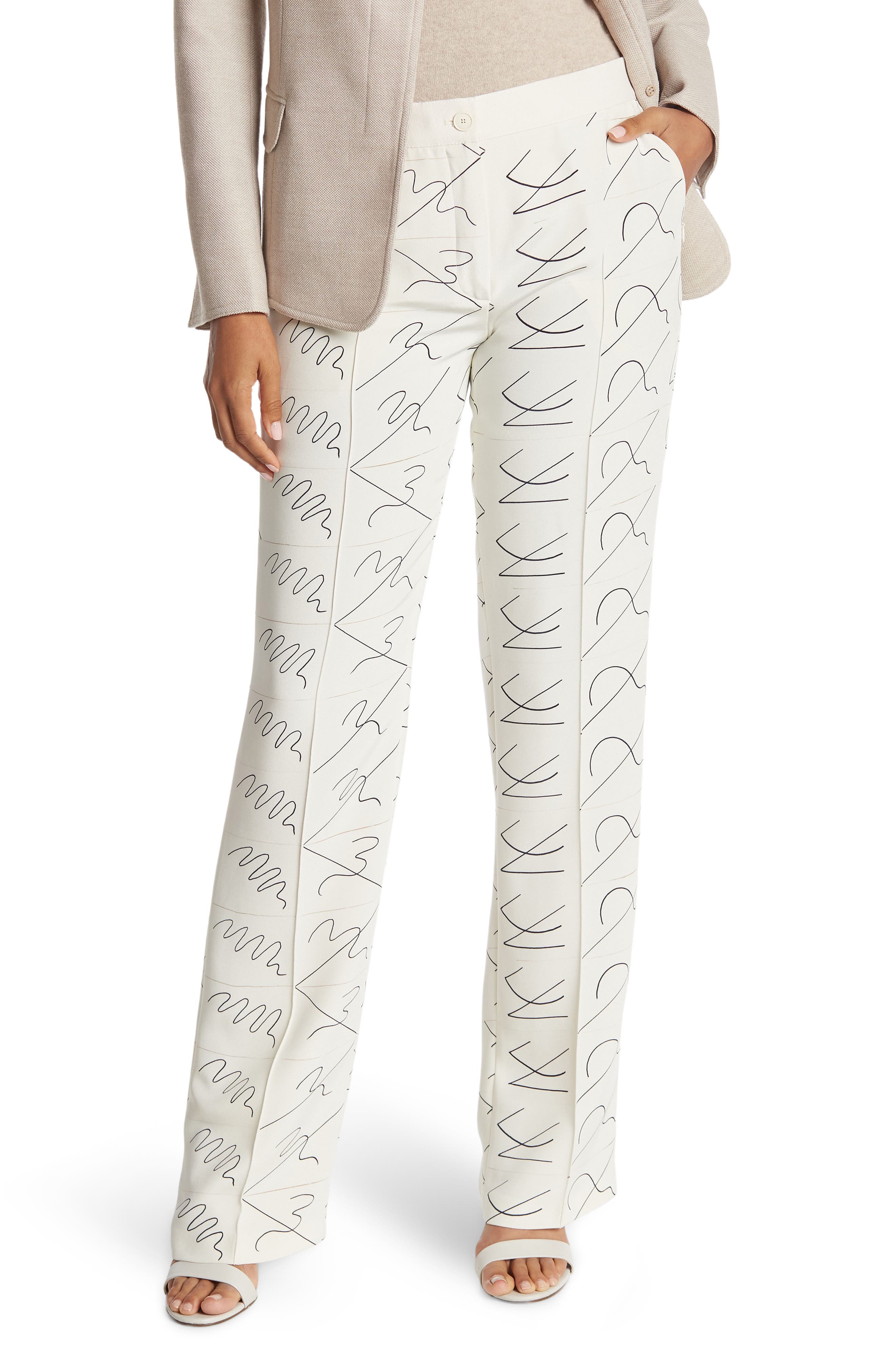 ladies cream silk trousers