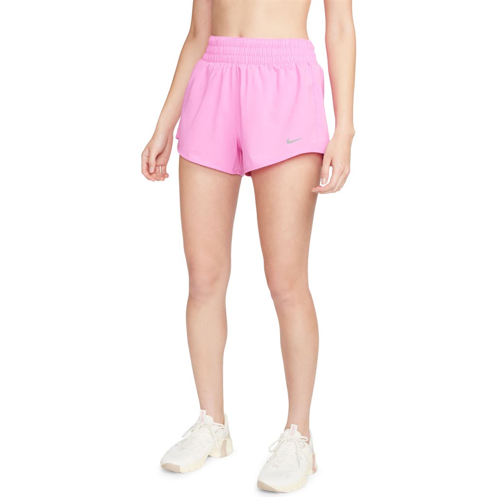 Nike Dri-fit One Shorts In Playful Pink/reflective Silv