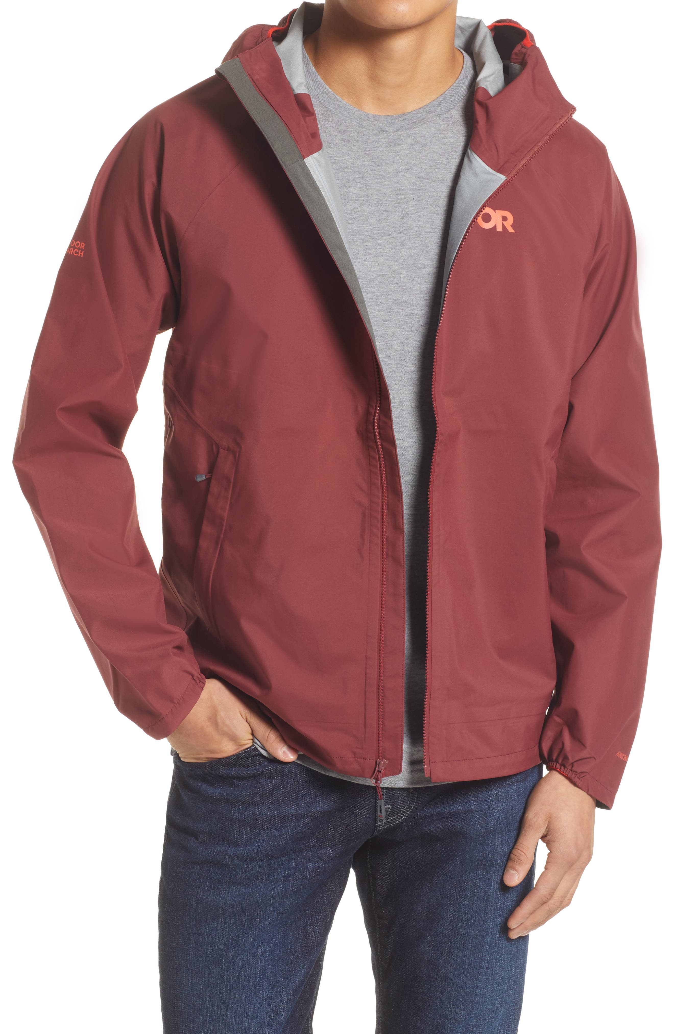 mens maroon rain jacket