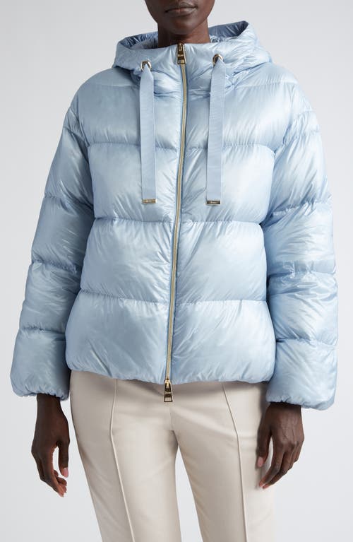 Herno Wide Channel Quilted Ultralight Hooded Down Bomber Jacket in Light Blue at Nordstrom, Size 10 Us