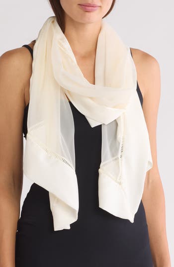 Bcbg Mesh Border Evening Wrap In Ivory