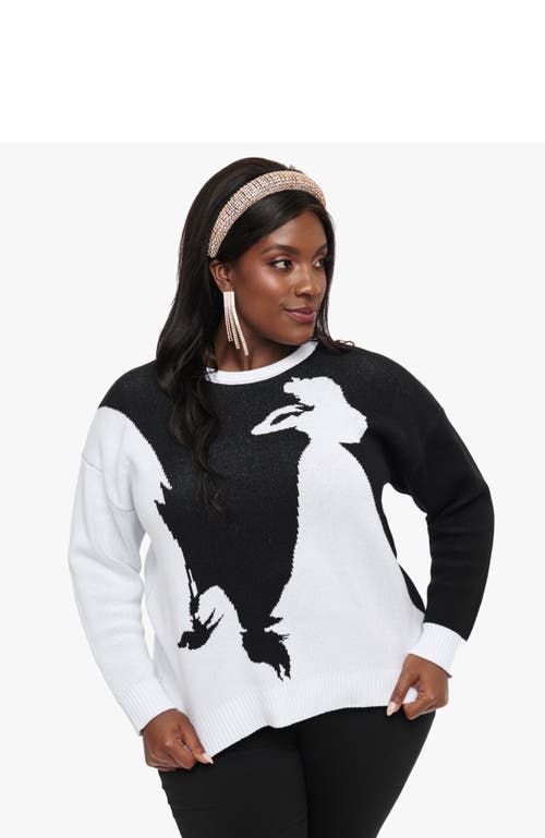 Unique Vintage Plus Size Long Sleeve Sweater In Black & White