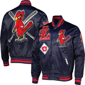 Vintage Navy White St Louis Cardinals Leather Jacket - Maker of Jacket