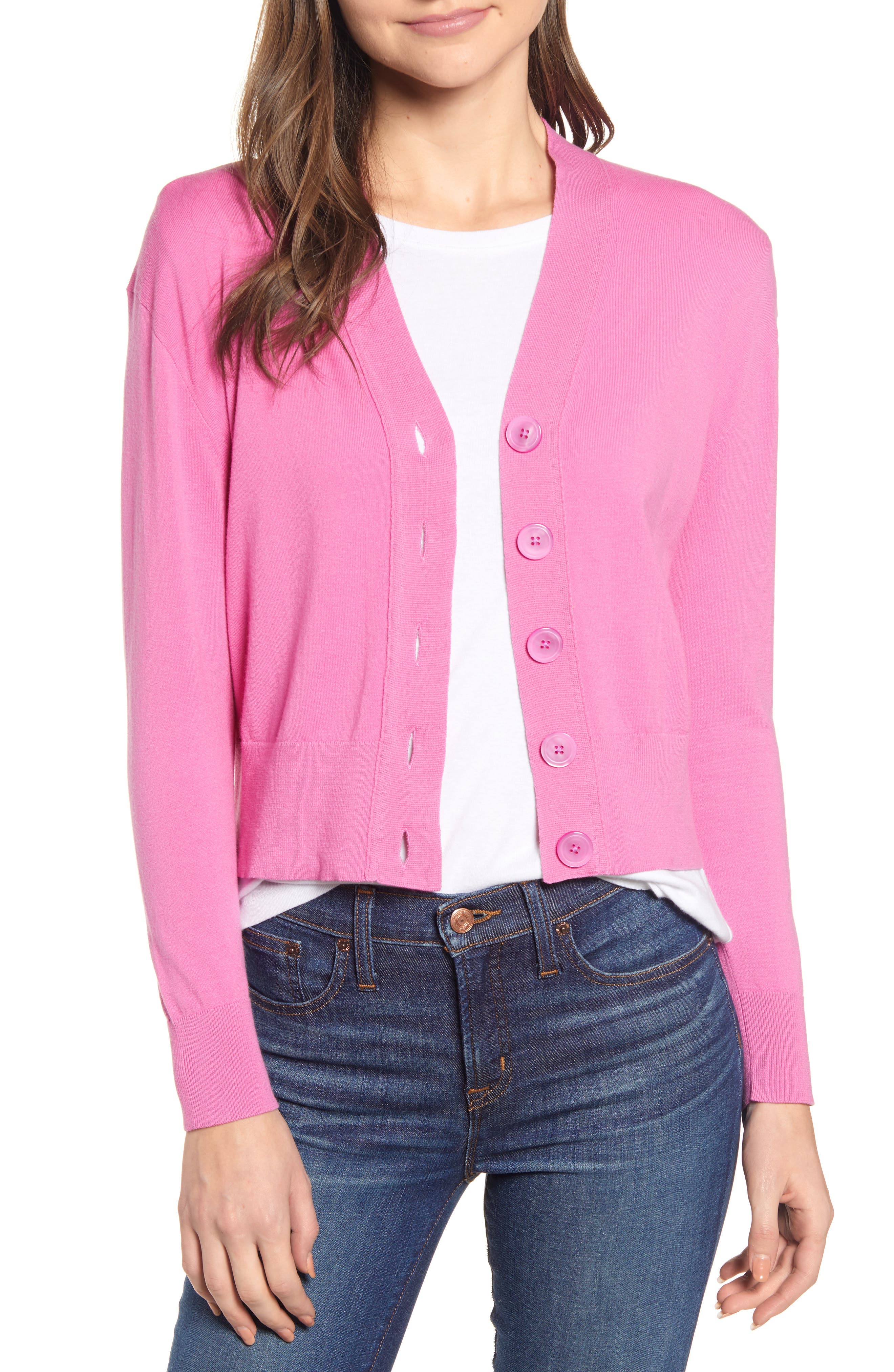 Plus Size J.crew Lightweight Crop Cardigan, Size - Purple