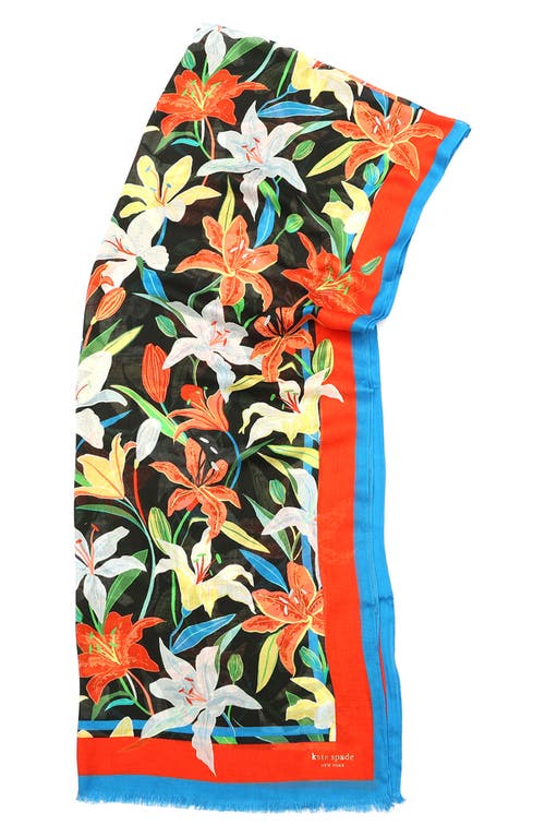 Shop Kate Spade New York Summer Lilies Oblong Scarf In Multi