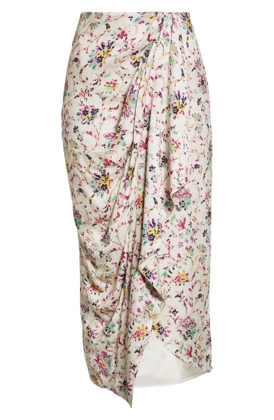 Isabel Marant Étoile Berthe Draped Floral-print Jacquard Midi Skirt In Ecru